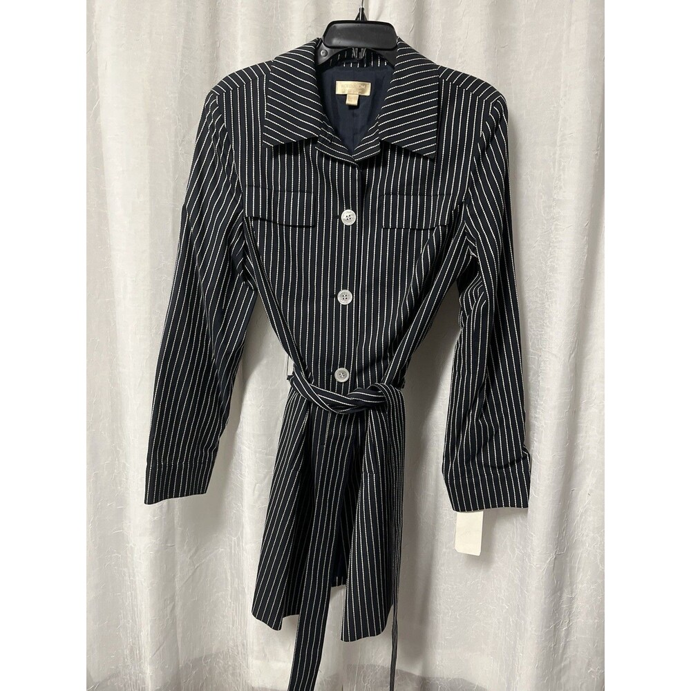 Nordstrom navy Pinstriped Belted Jacket Dress Size 14 NWT
